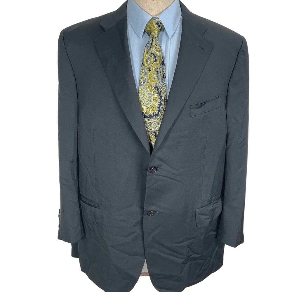 Canali Su Misura Blazer Men 42L Gray Wool Two Button Classic Career Jacket Italy